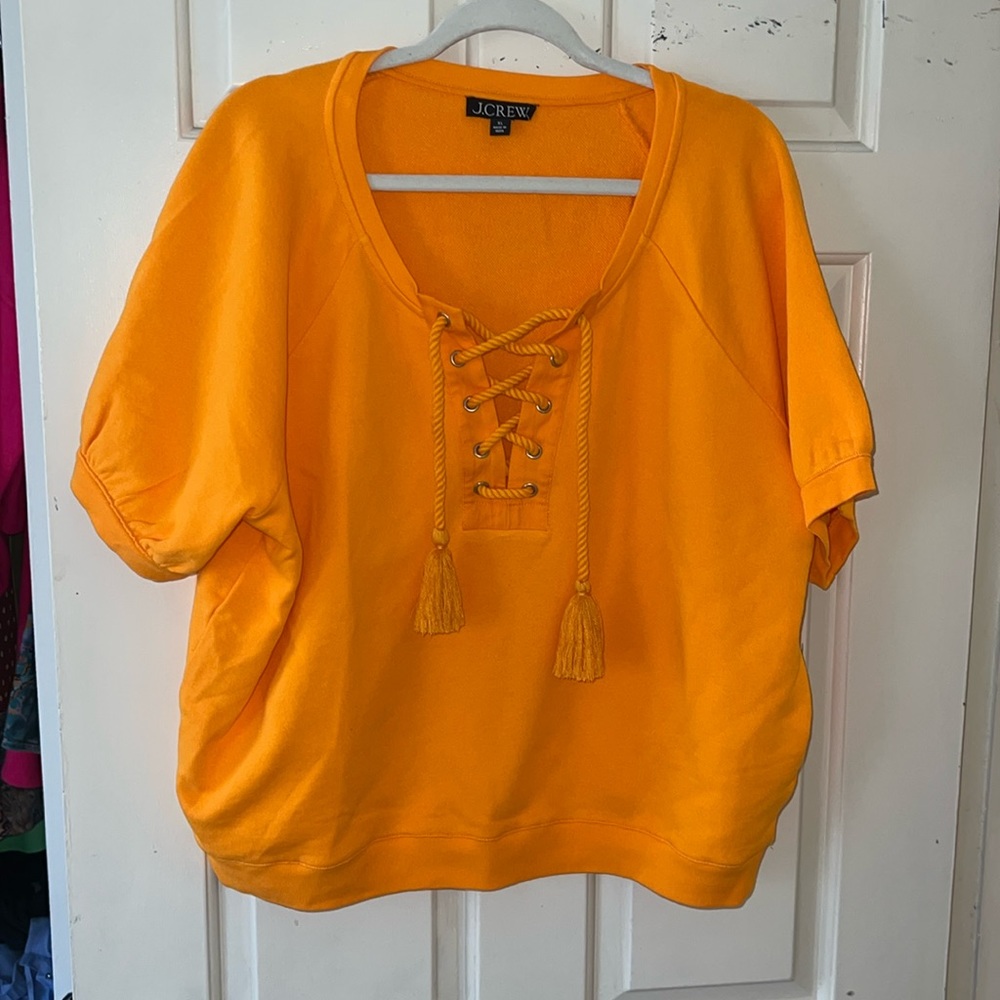 J. Crew Short Orange Sleeve Sweatshirt